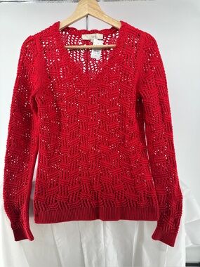 NWT Loft red crotchet sweater